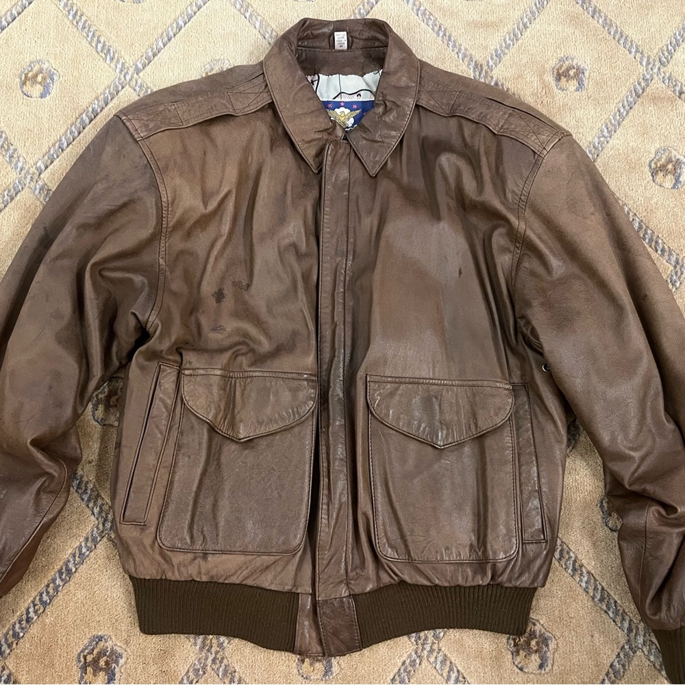 Vintage Leather Bomber Jacket